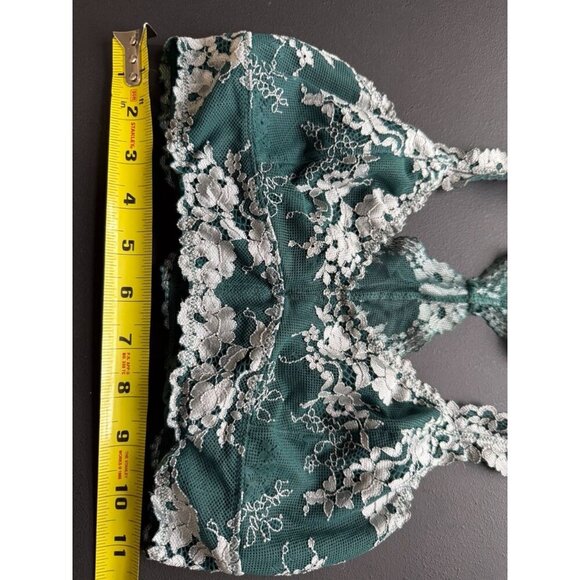Life is Good Bralette Women's Medium Green Lace Unpadded Floral Forest Fairy - Picture 8 of 8